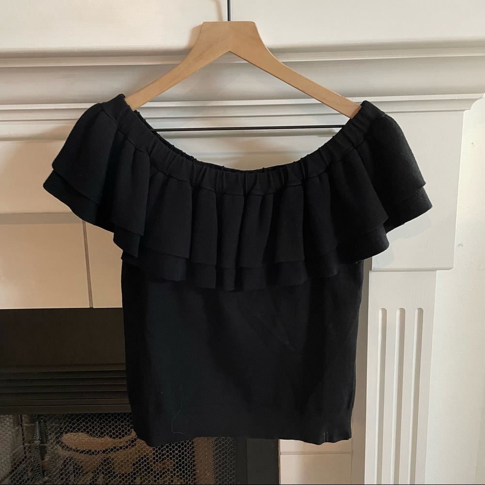 J. Crew Off The Shoulder Black Ruffle Top Size S